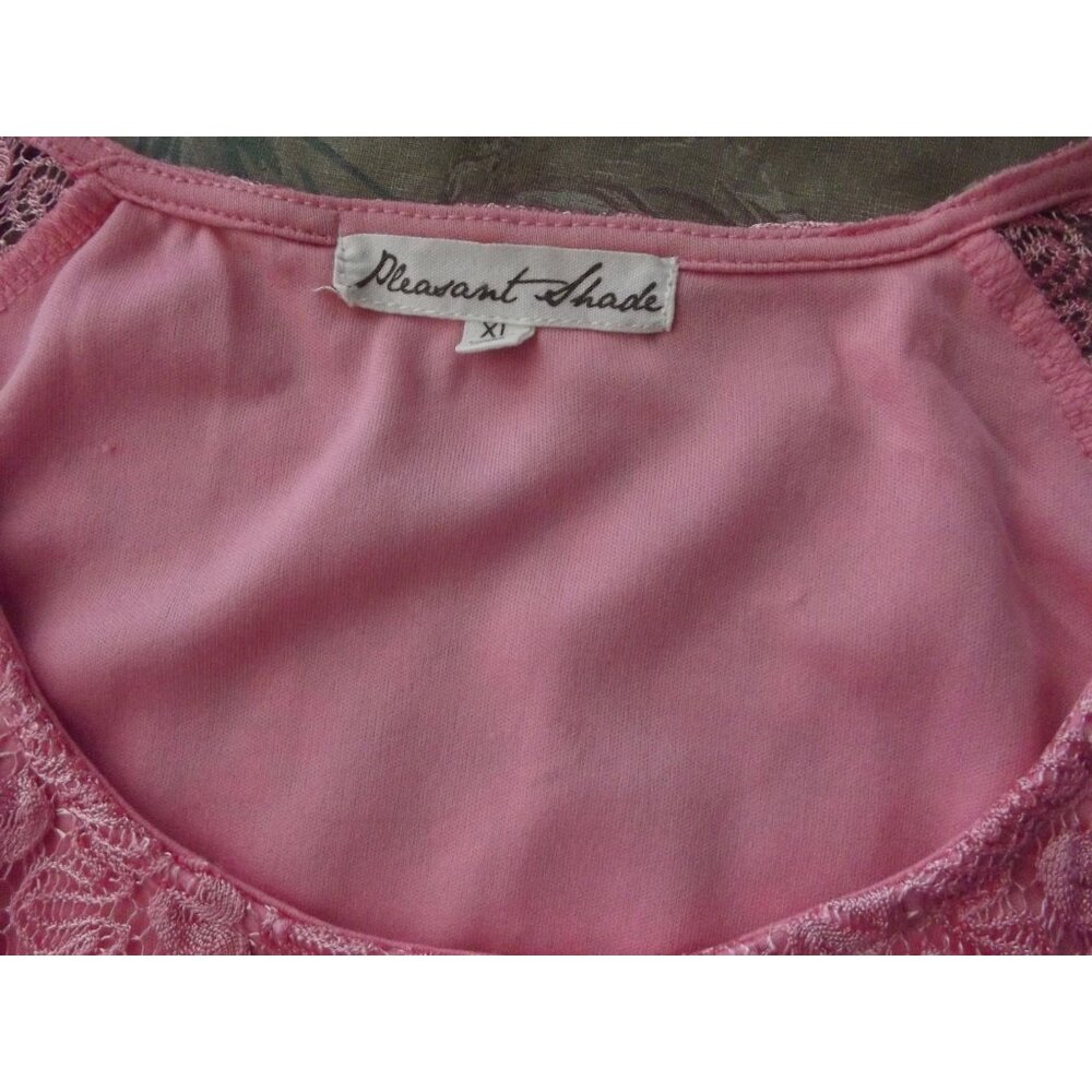 Pleasant Shade Tunic Blouse Womens size XL Coral long lace asymmetric shark bite - Picture 4 of 12